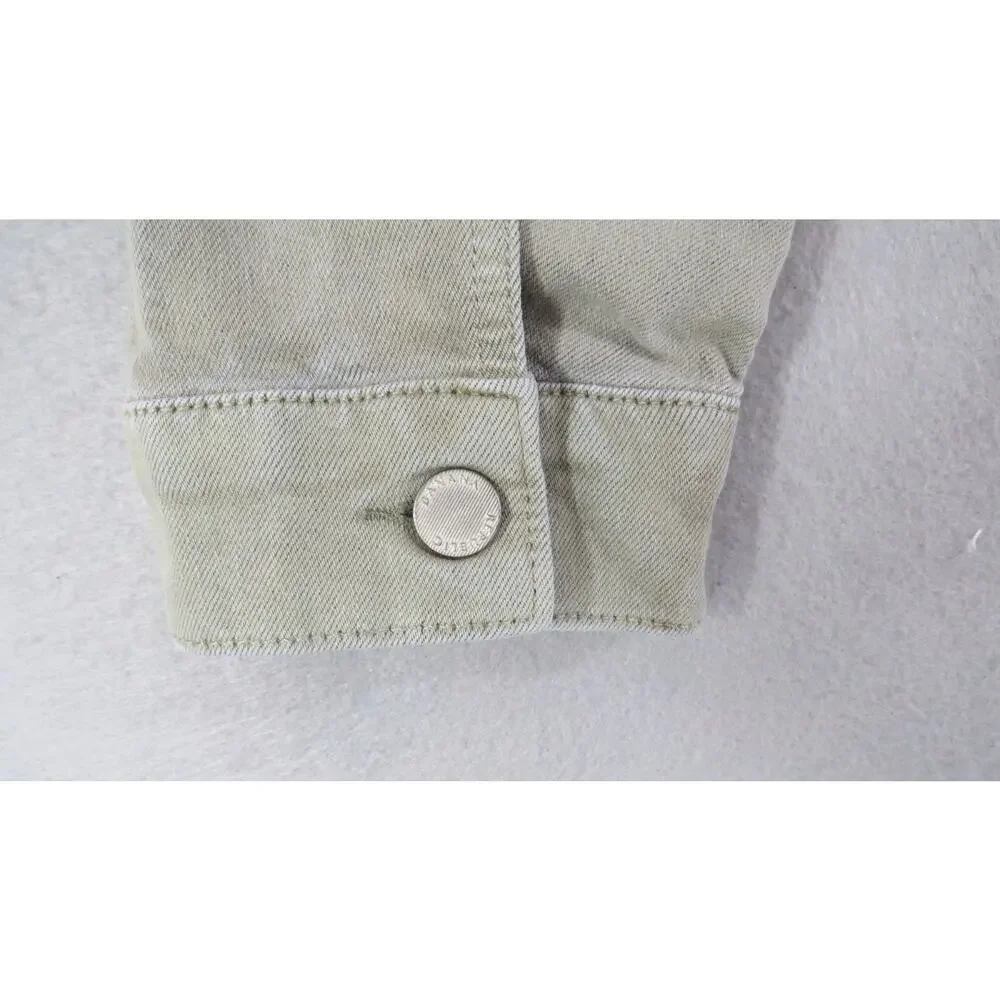 Banana Republic Womens M Cotton Canvas Cropped Trucker Jacket Sage Green Coat LN